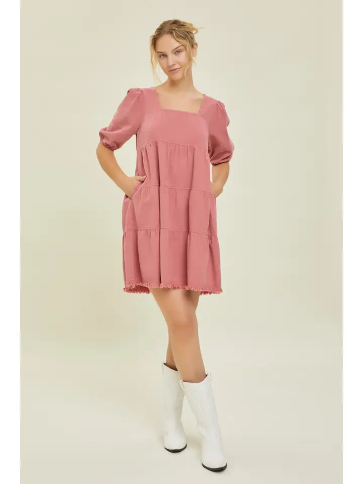 Samanth Square Neck Dress - KC Outfitter