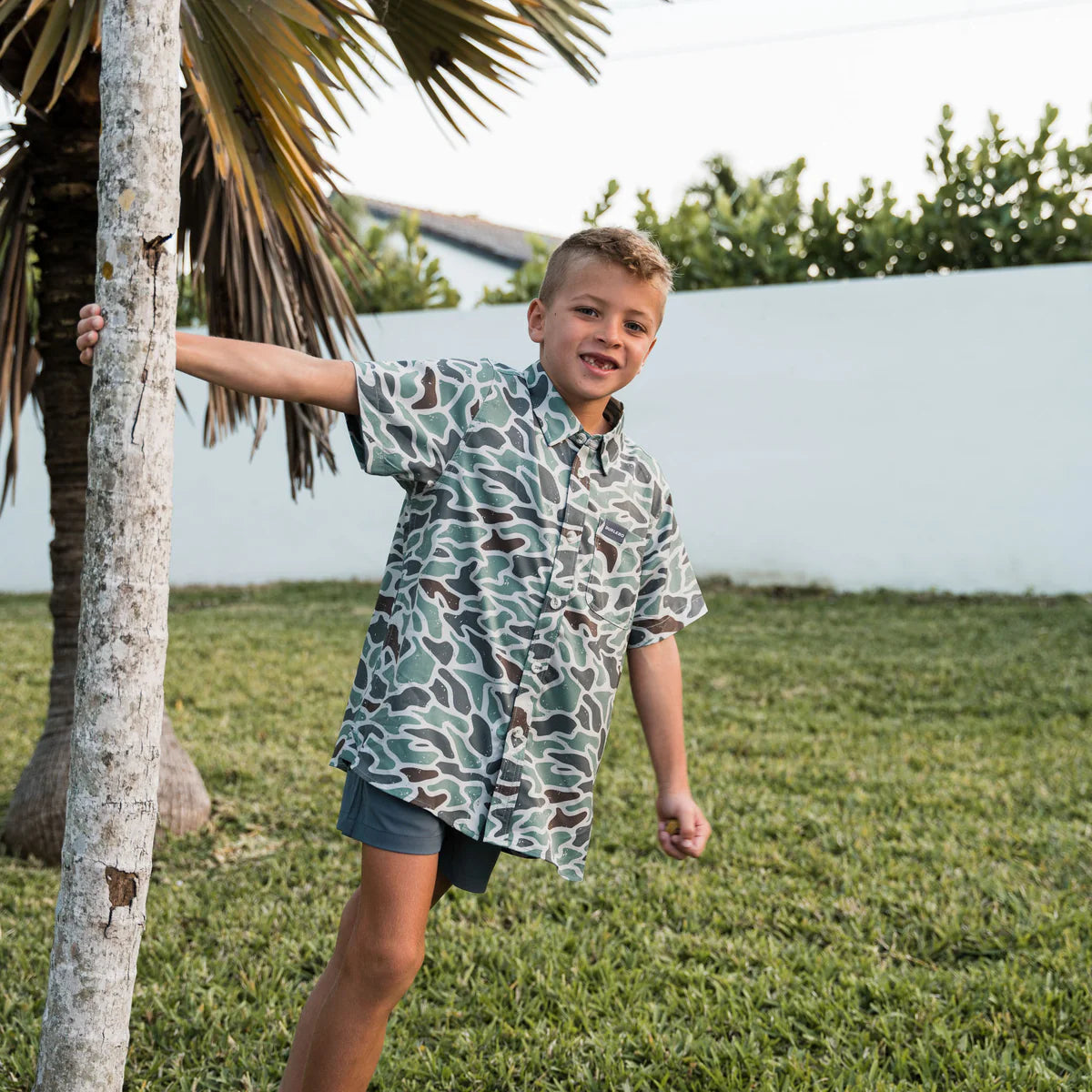 Burlebo - Youth Button Up Retro Duck Camo