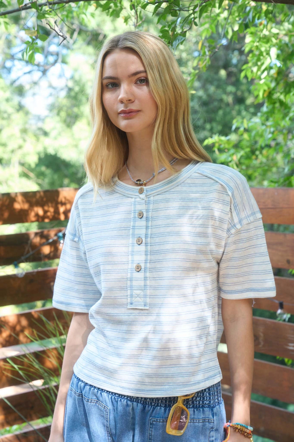Blyth Blue Striped Henley - KC Outfitter