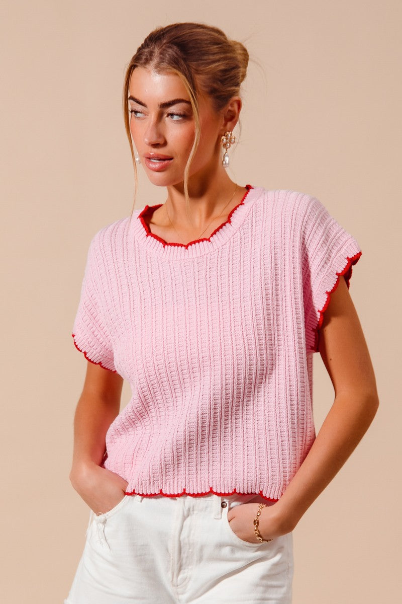 Textured Light Weight Pink Sweater