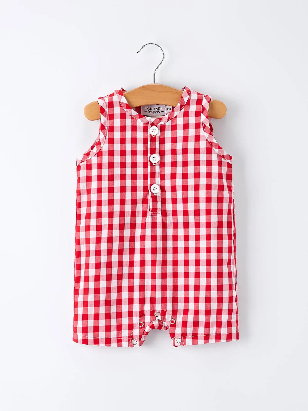 Red Plaid Boy's Romper