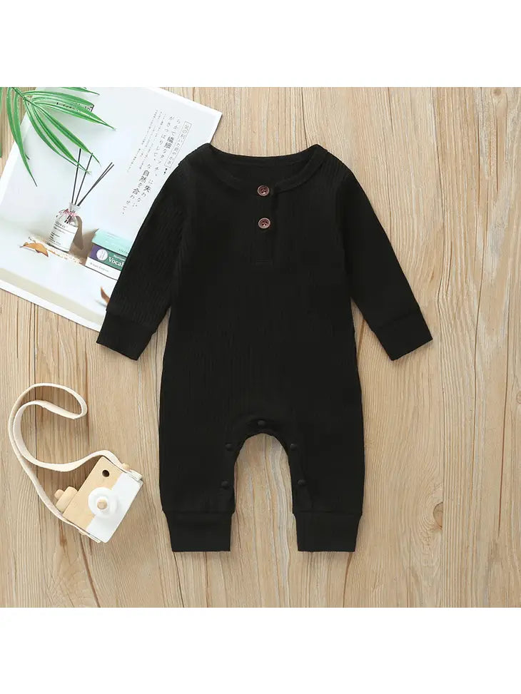 Ribbed Button Front Romper - Baby - KC Outfitter