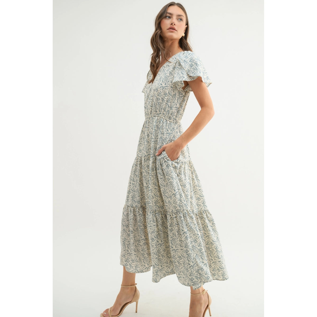 Tulip Sleeve Midi Dress