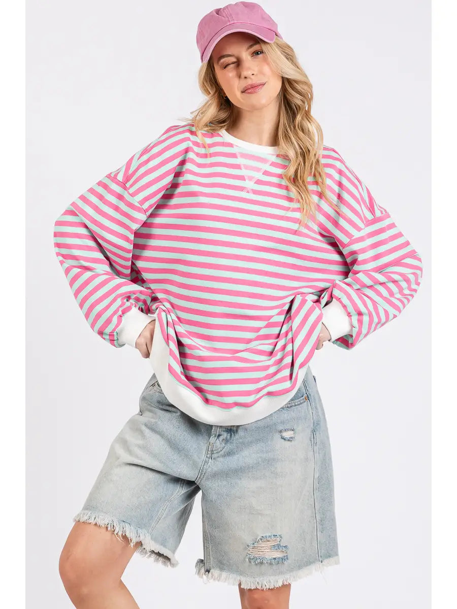 Pink Striped Sweatshirt
