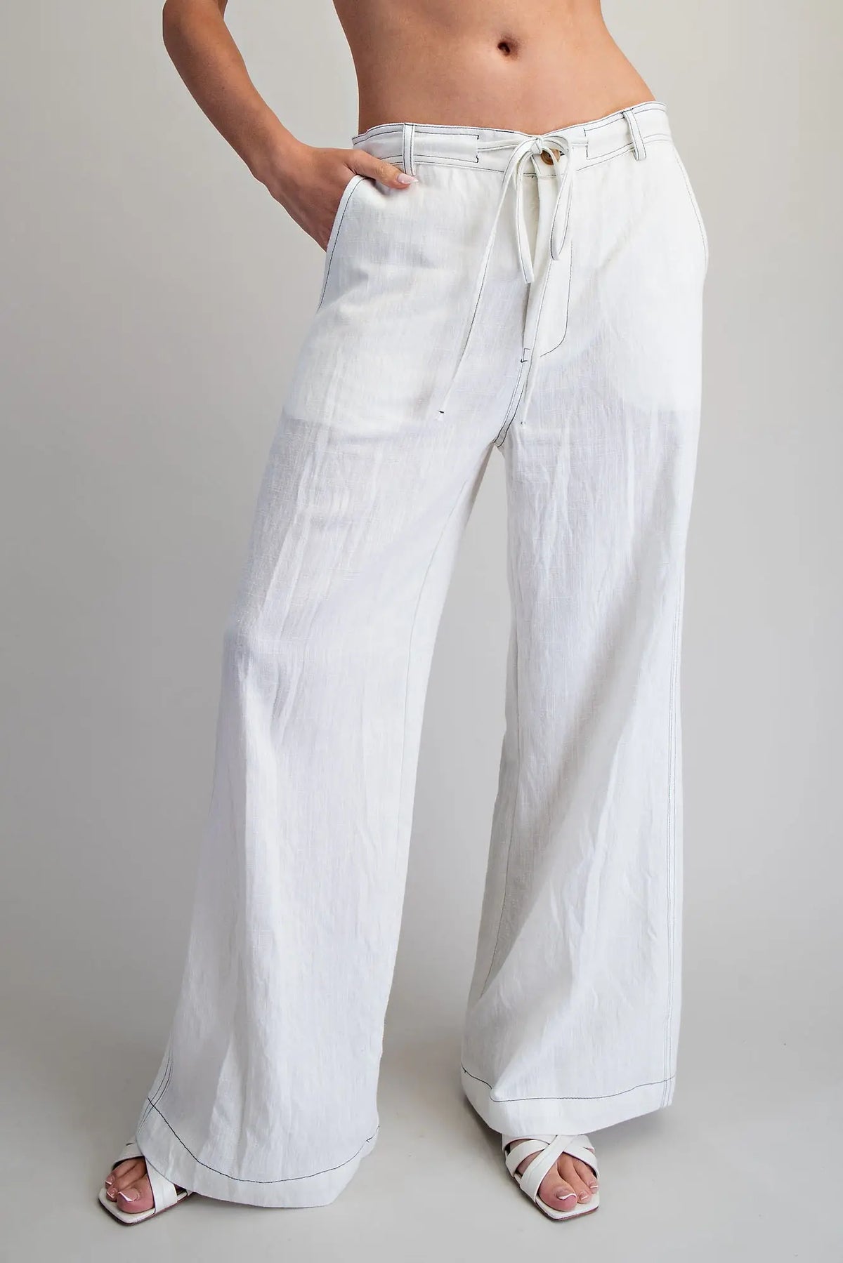 White Flowy Pants - KC Outfitter
