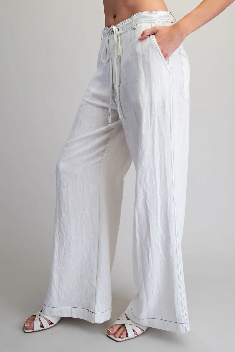 White Flowy Pants - KC Outfitter