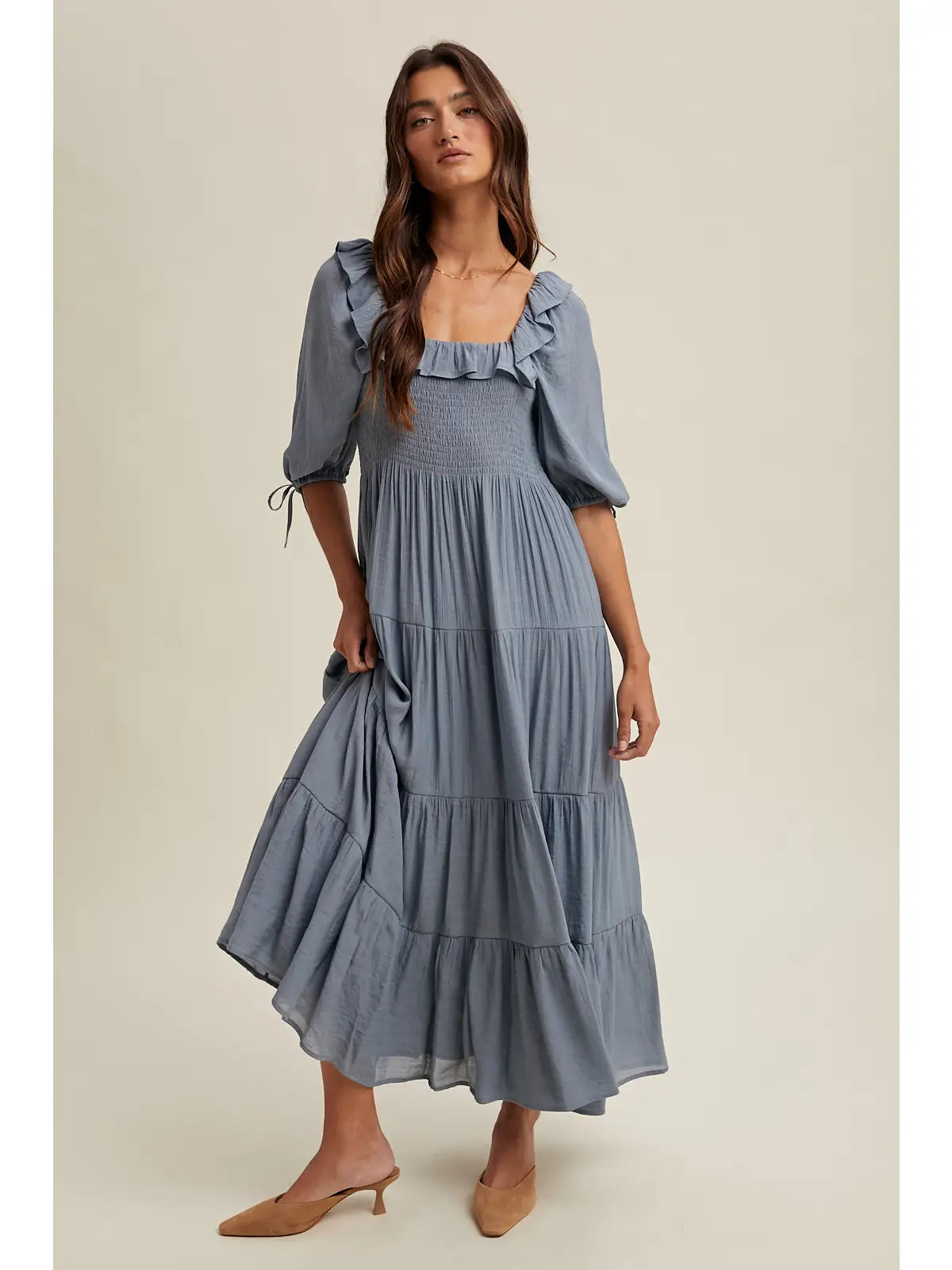 Mandy Blue Tiered Maxi