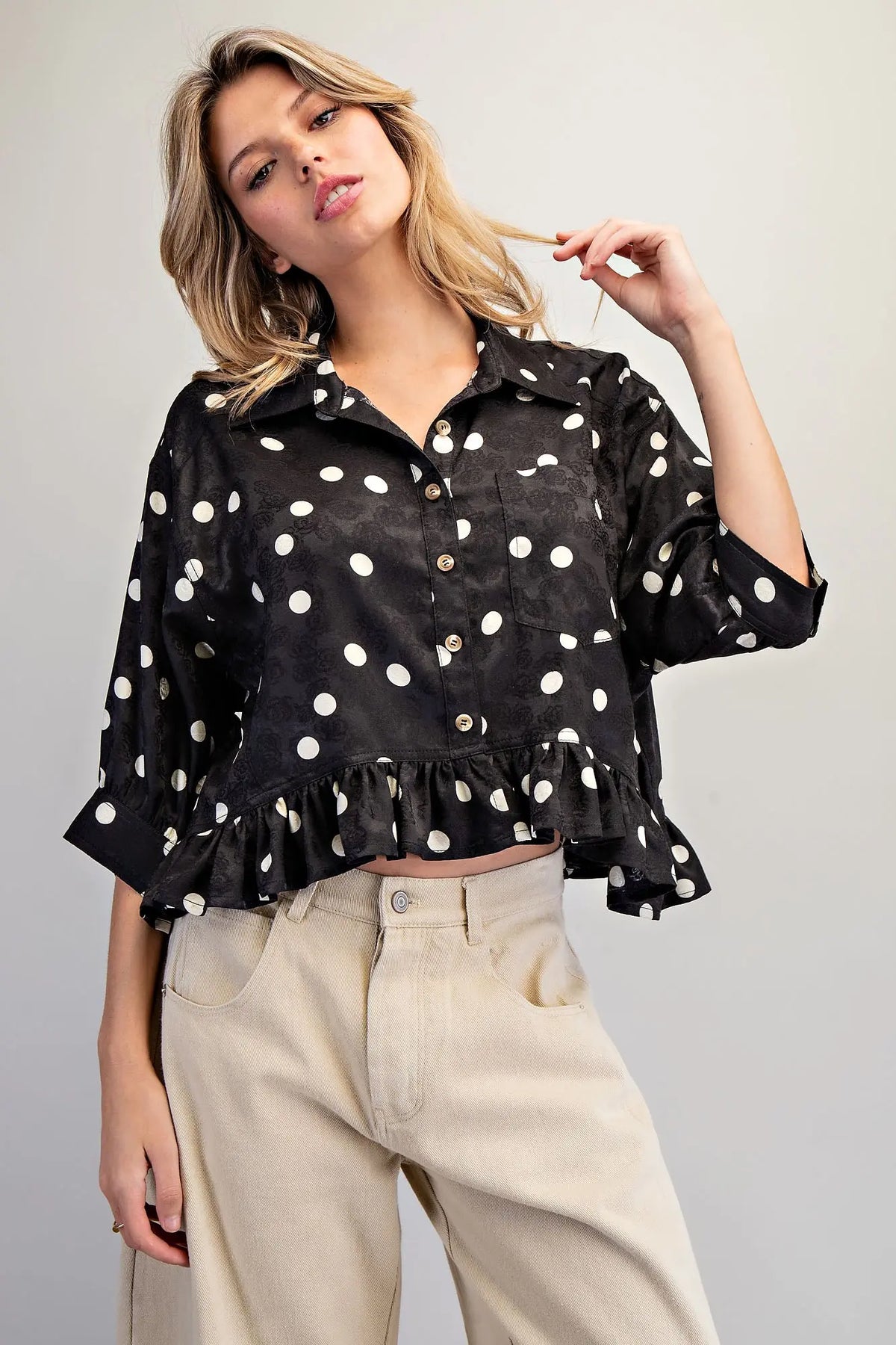 Black Polka Dot Top