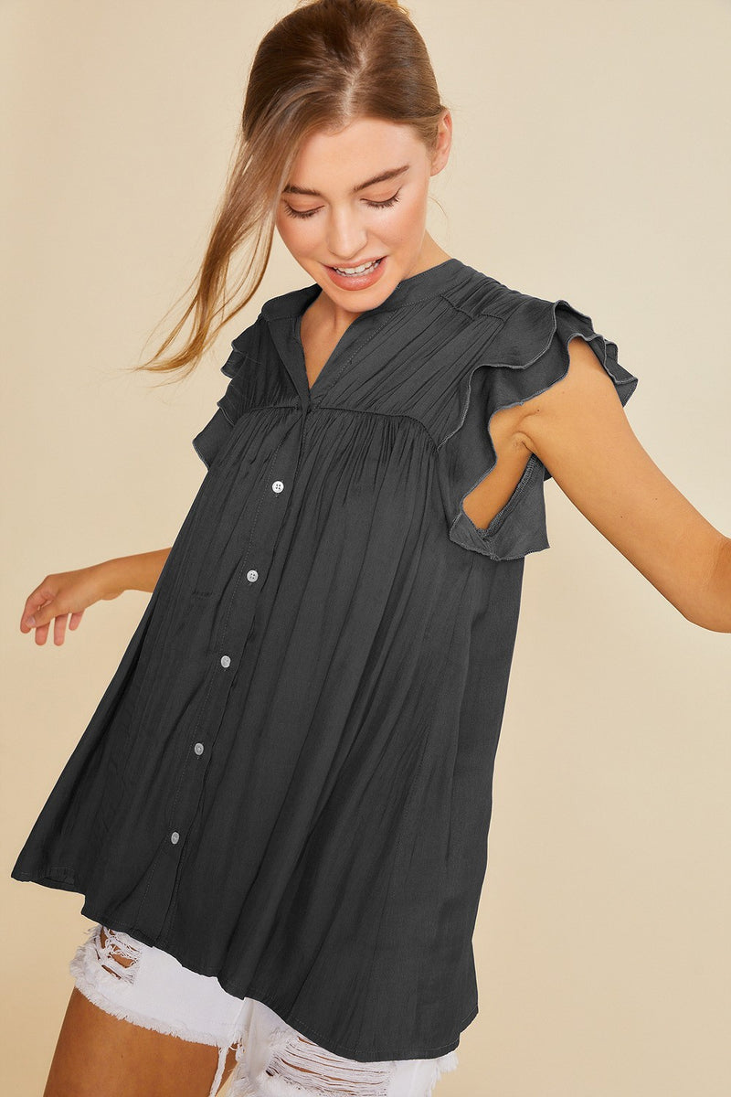Cleo Ruffle Sleeve Blouse - KC Outfitter