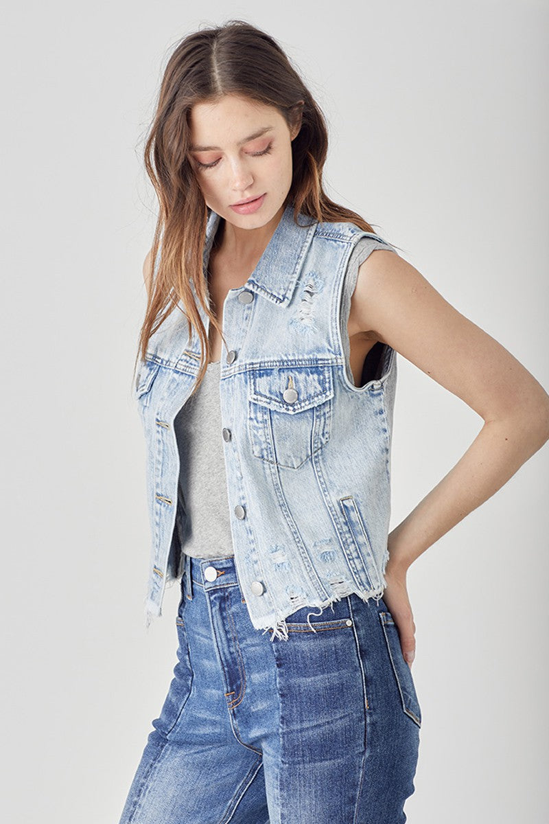 Distressed Crop Vest - KC Outfitter