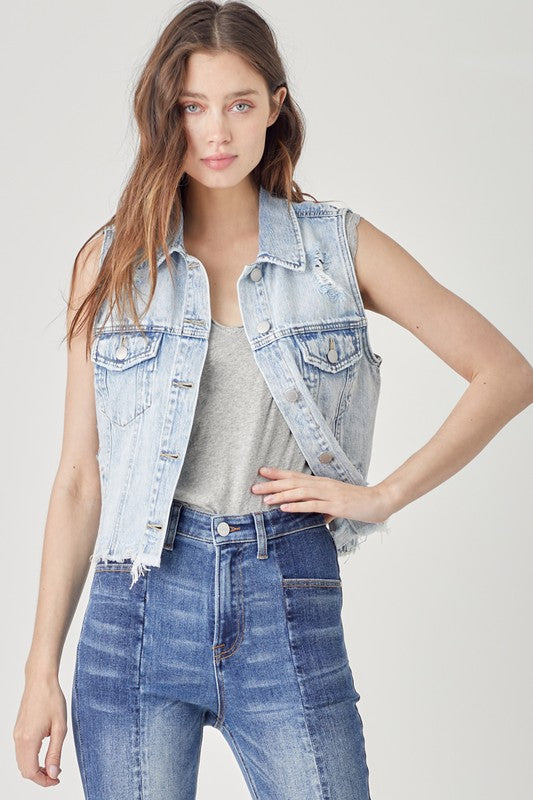 Distressed Crop Vest - KC Outfitter