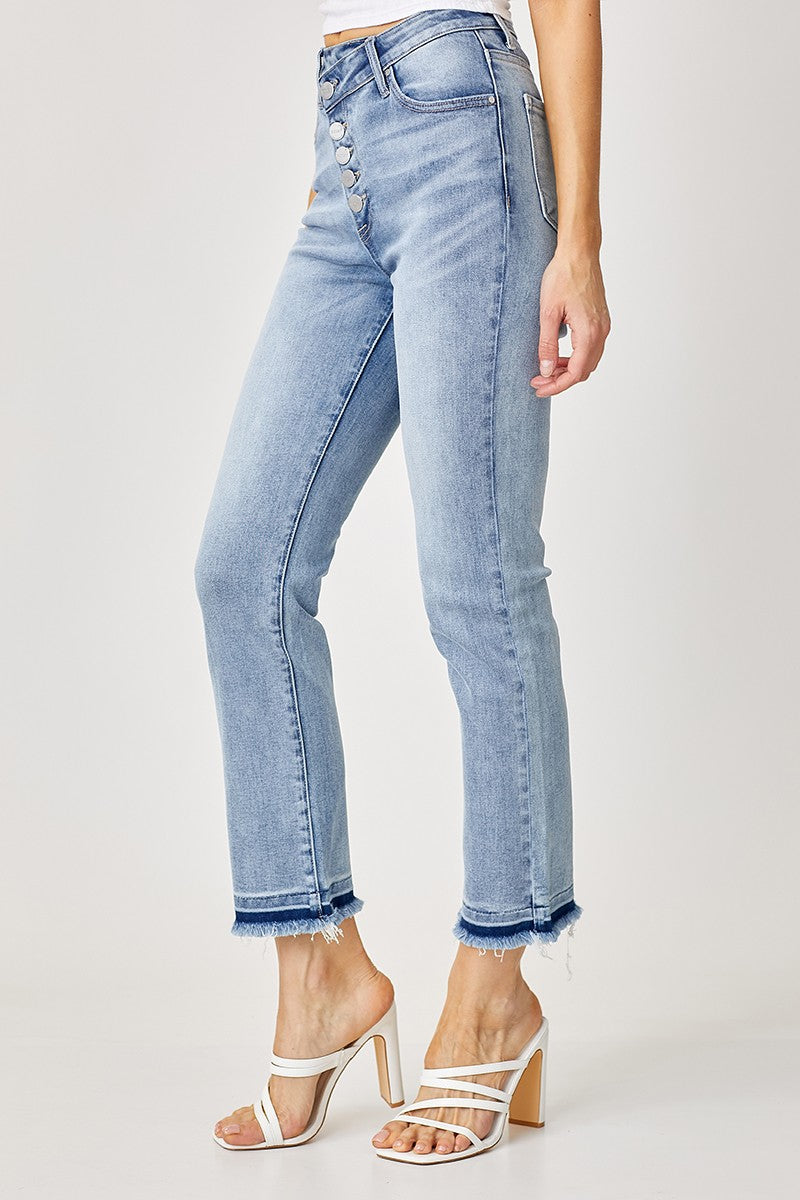 High Rise Cross Over Jeans