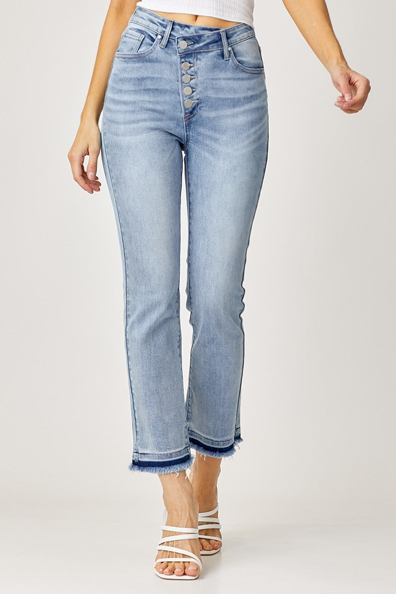 High Rise Cross Over Jeans - KC Outfitter