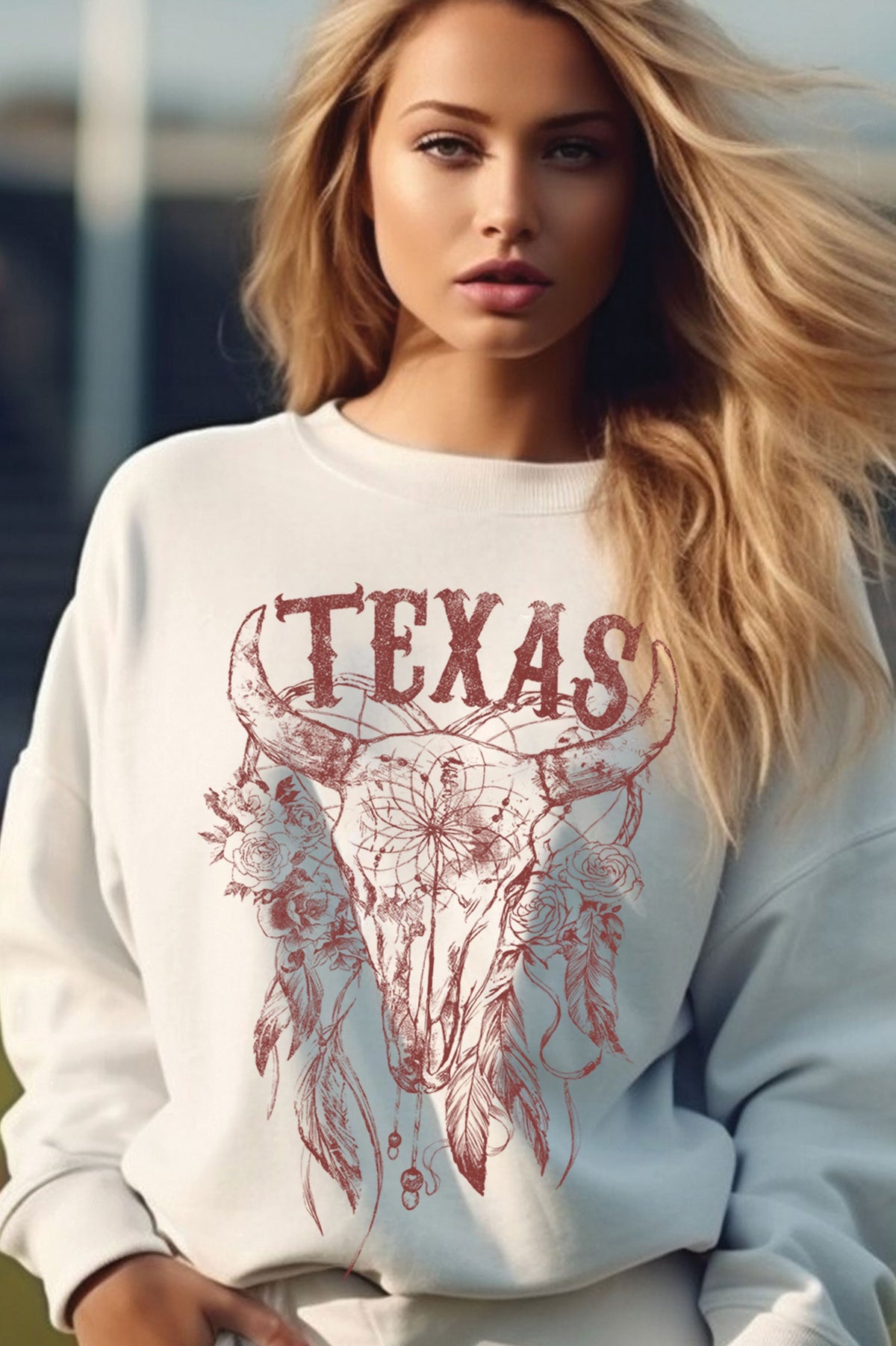 Texas Bull Skull Sweatshirt - KC Outfitter