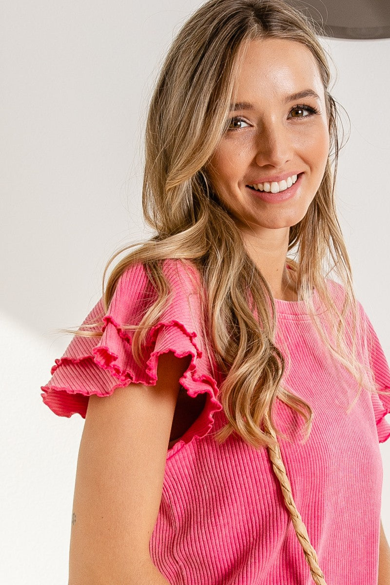 Aiden Ruffle Sleeve Top - KC Outfitter