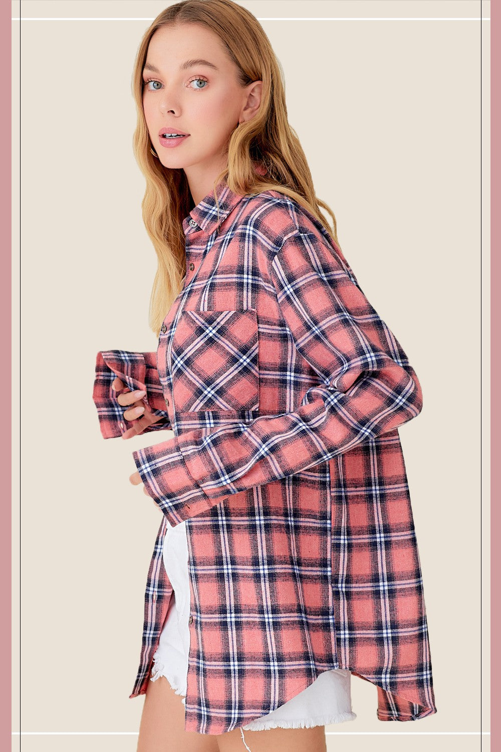 Celeste Candy Plaid Flannel Top