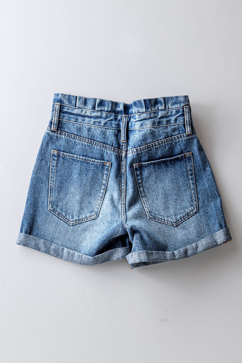 Judy Paper Bag Denim Shorts - KC Outfitter