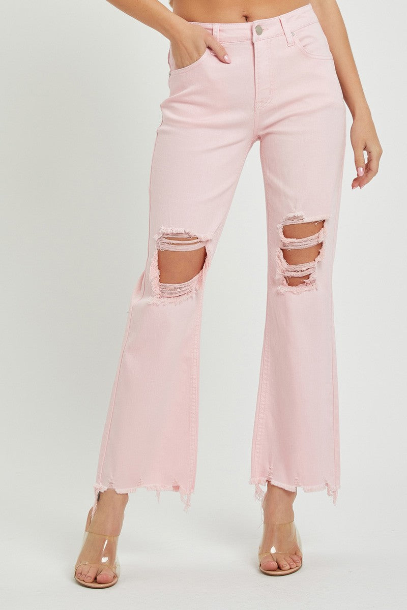 High Rise Straight Pink Jeans