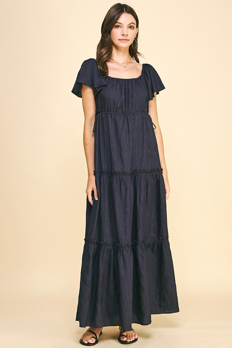 Navy Tiered Maxi Dress - KC Outfitter