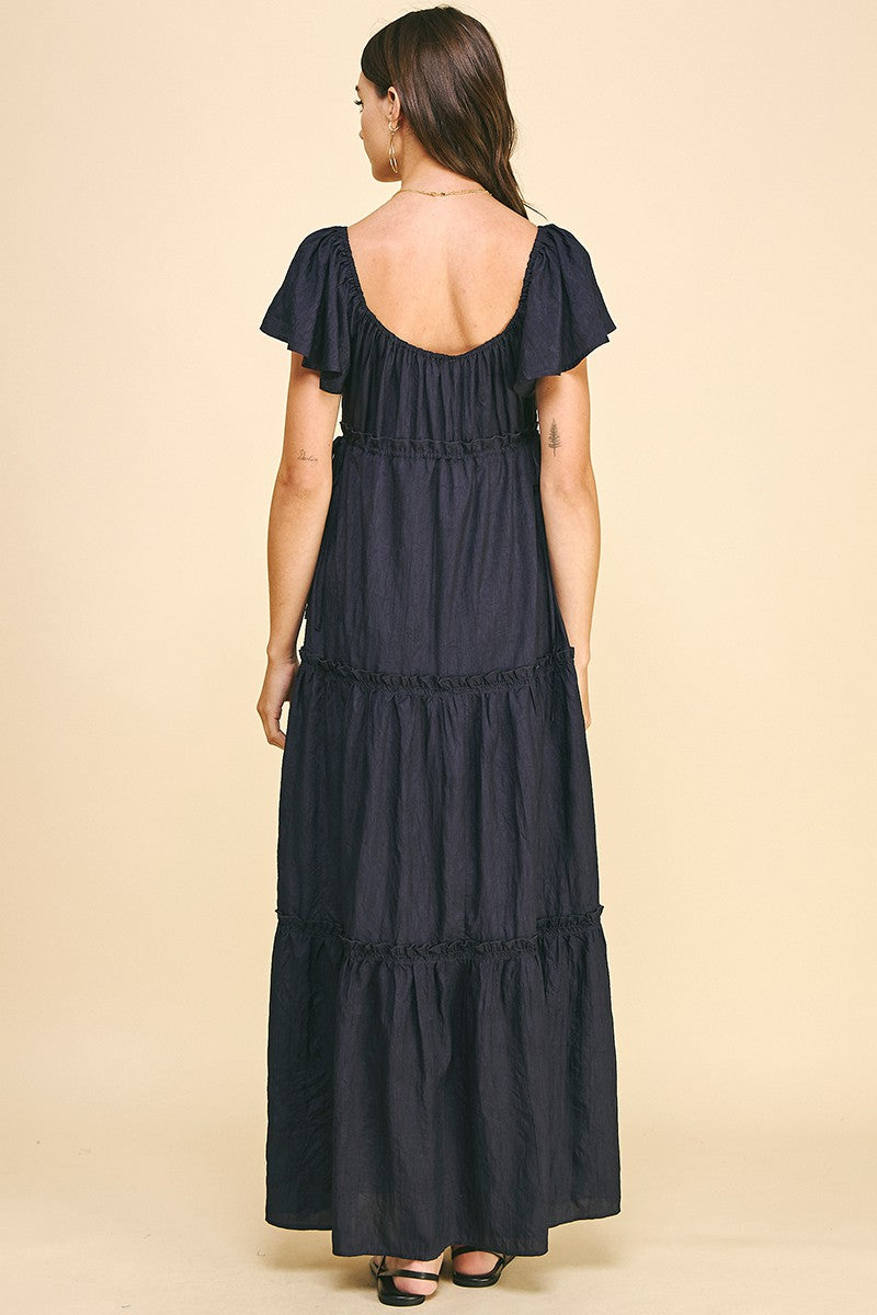 Navy Tiered Maxi Dress - KC Outfitter