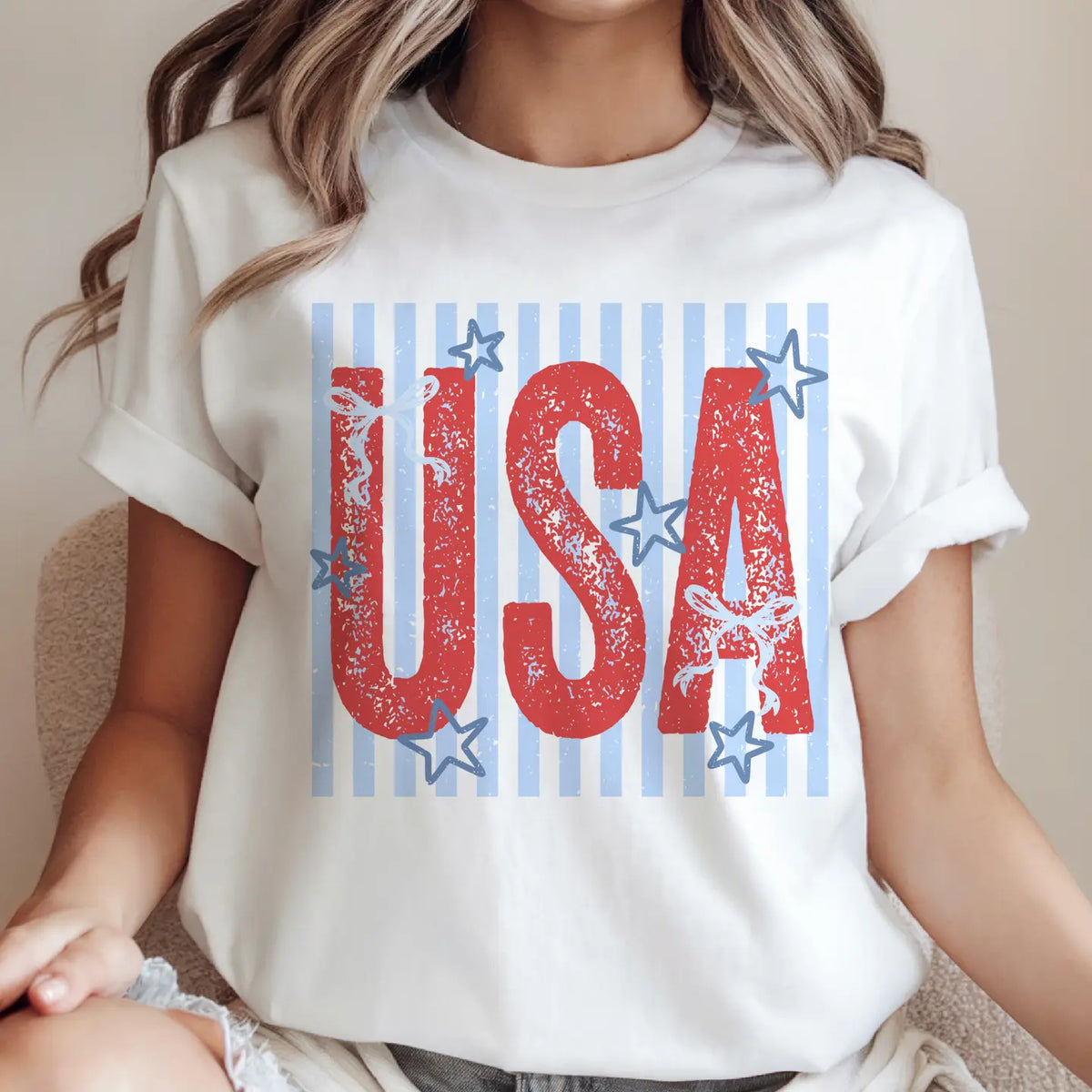 USA Striped Patriotic T-shirt