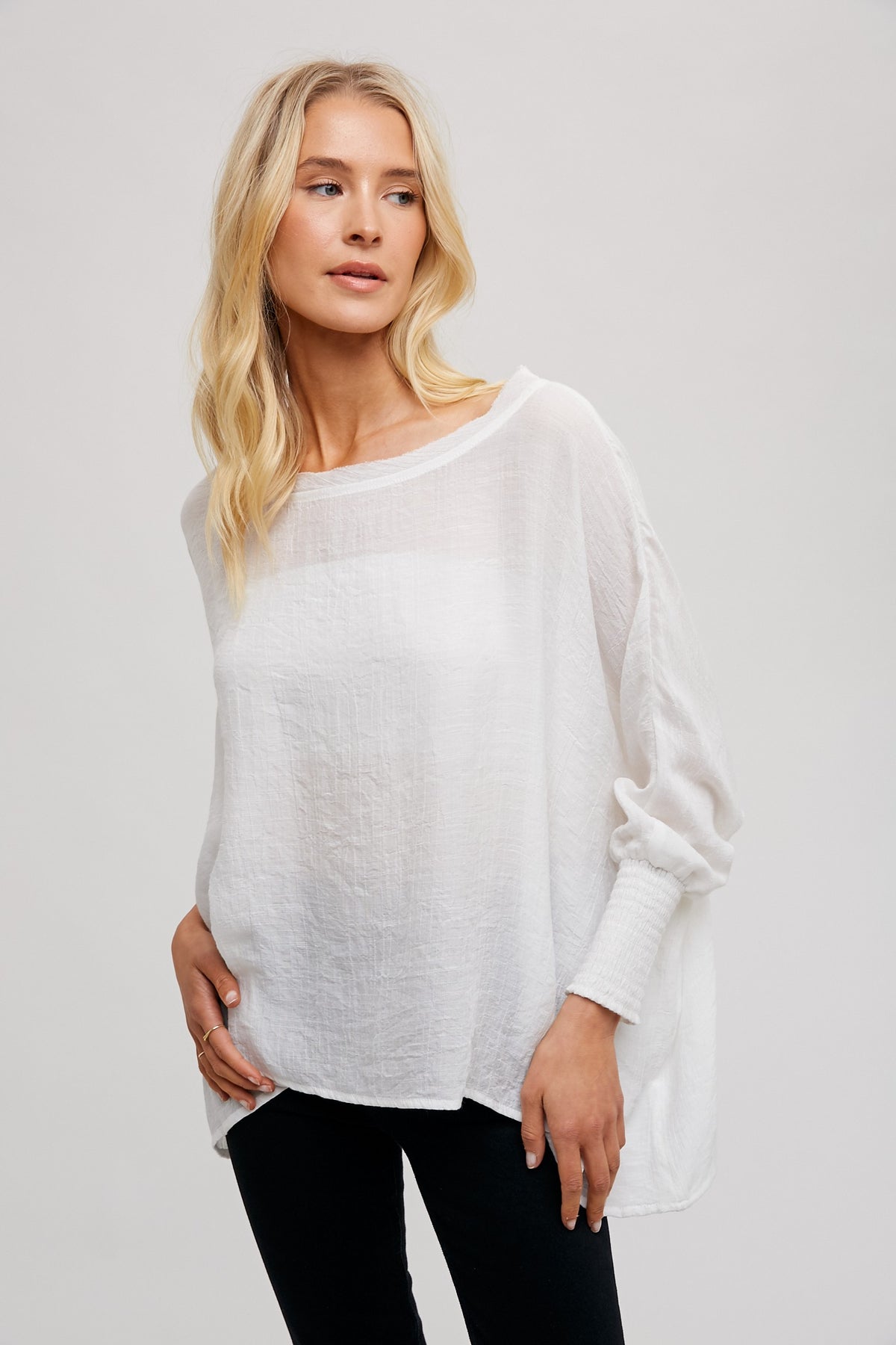 Avery Oversized Top with Cuff Sleeve - KC Outfitter