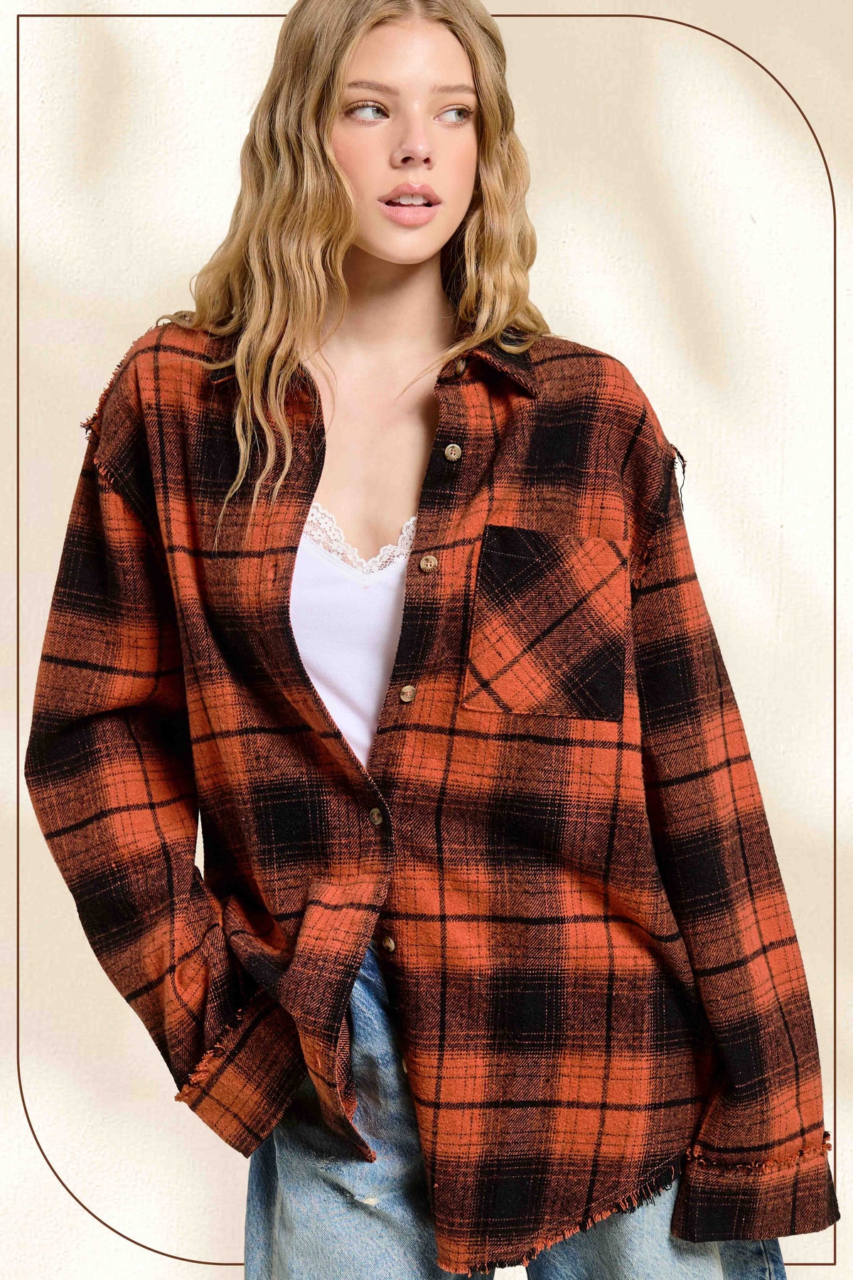 Mineral washed Button Down Plaid