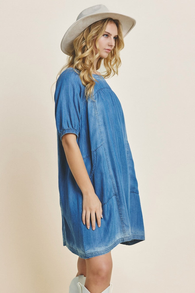 Wynona Washed Denim Dress - KC Outfitter