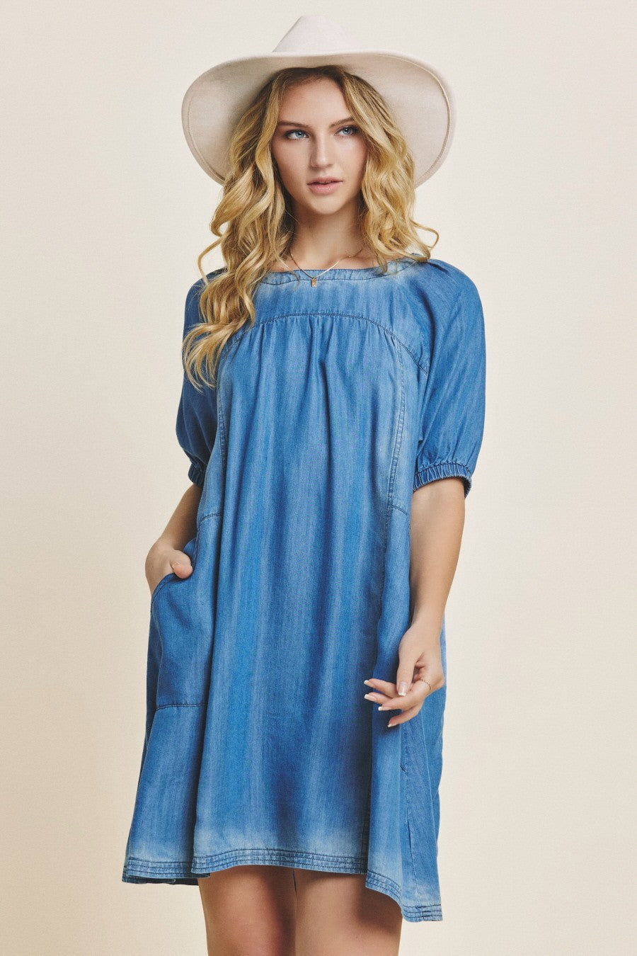 Wynona Washed Denim Dress - KC Outfitter
