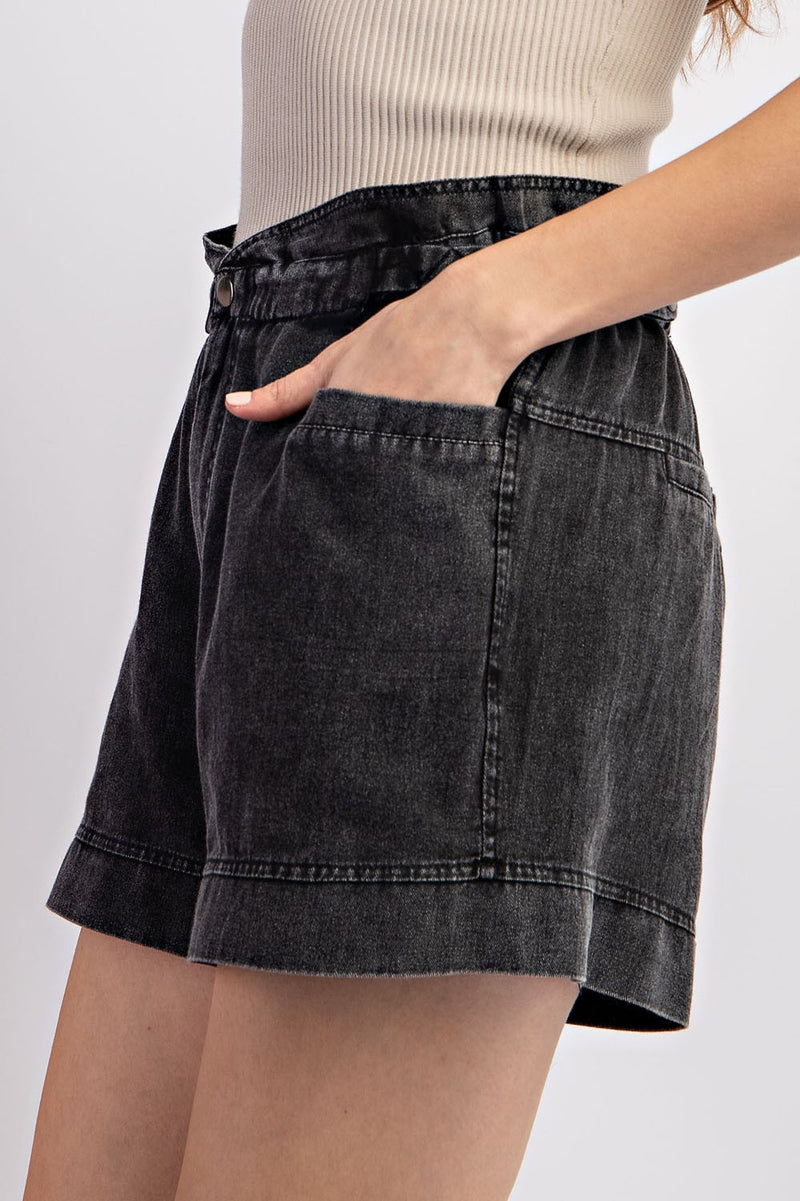 Mineral Washed Shorts - black - KC Outfitter
