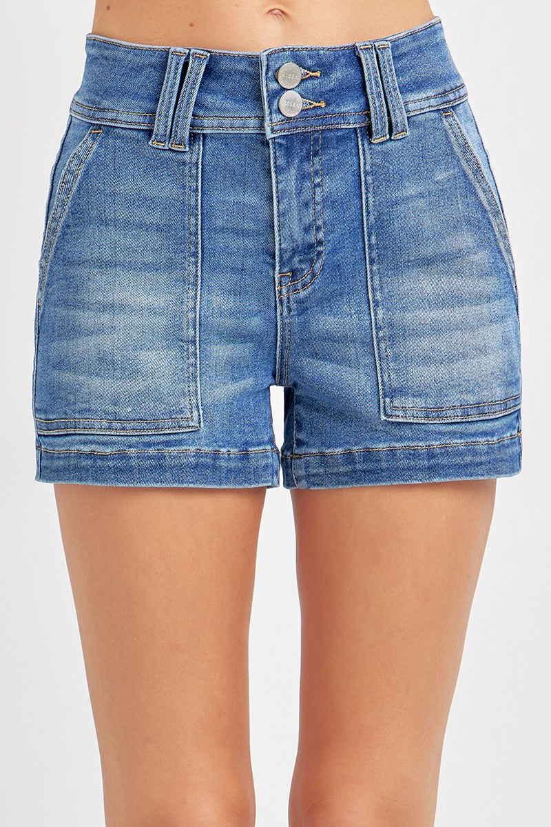 High Rise Patch Pocket Shorts - KC Outfitter