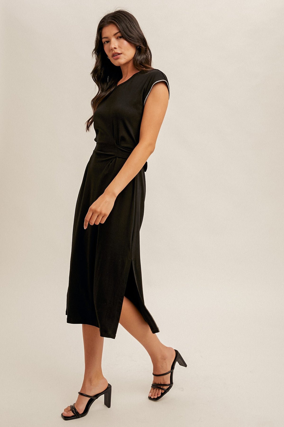 Jewel Black Midi Dress