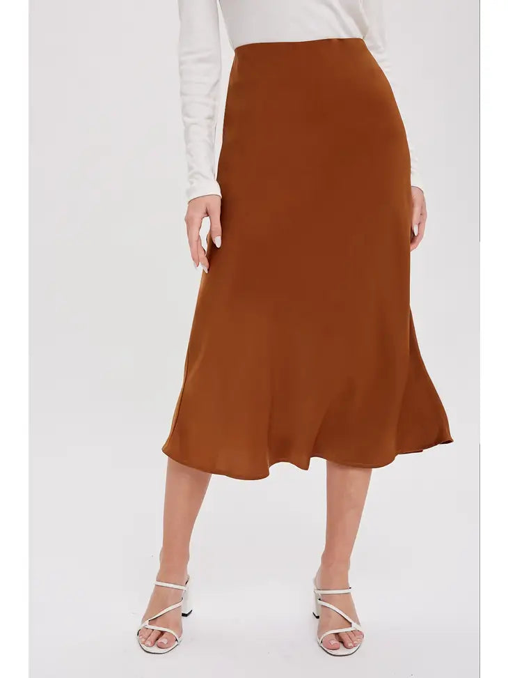Sara Satin Midi Skirt - KC Outfitter