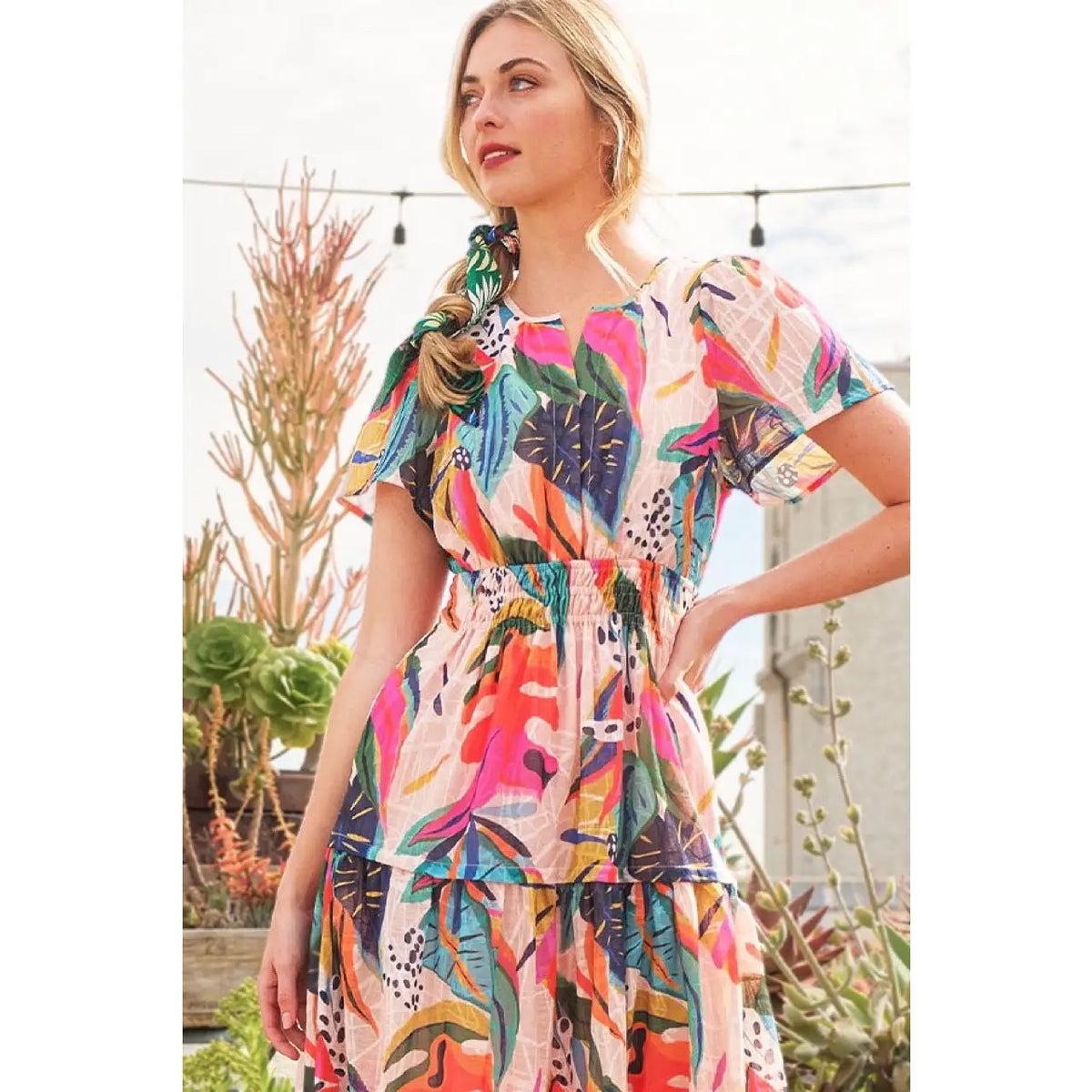 Abstract Print Midi Dress - KC Outfitter