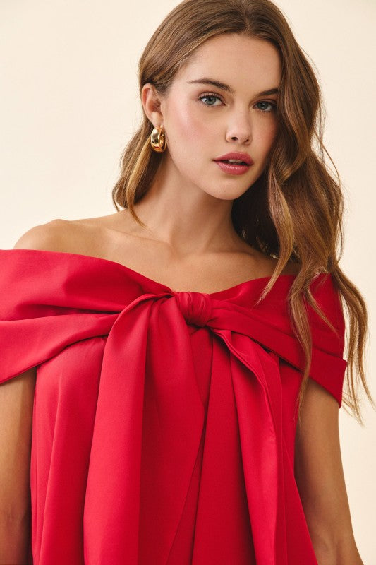Red Bow Accent Top