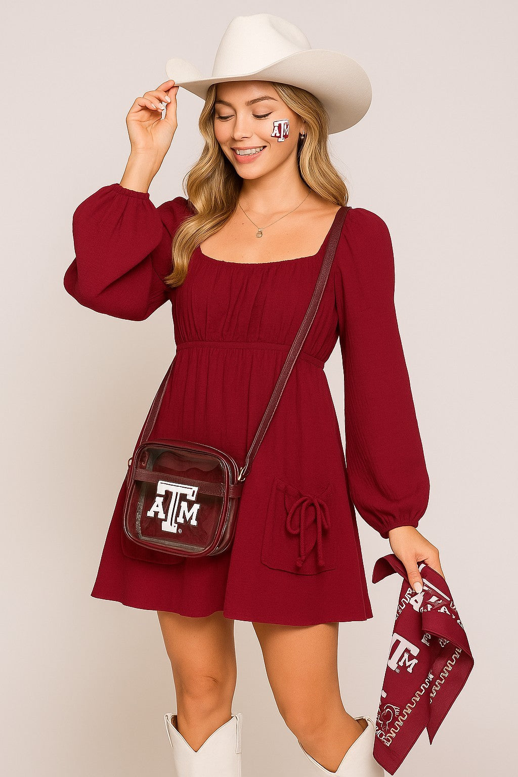 Game Day Baby Doll Dress- maroon