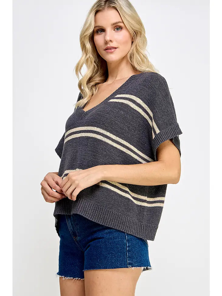Claire Textured V-Neck Top - KC Outfitter