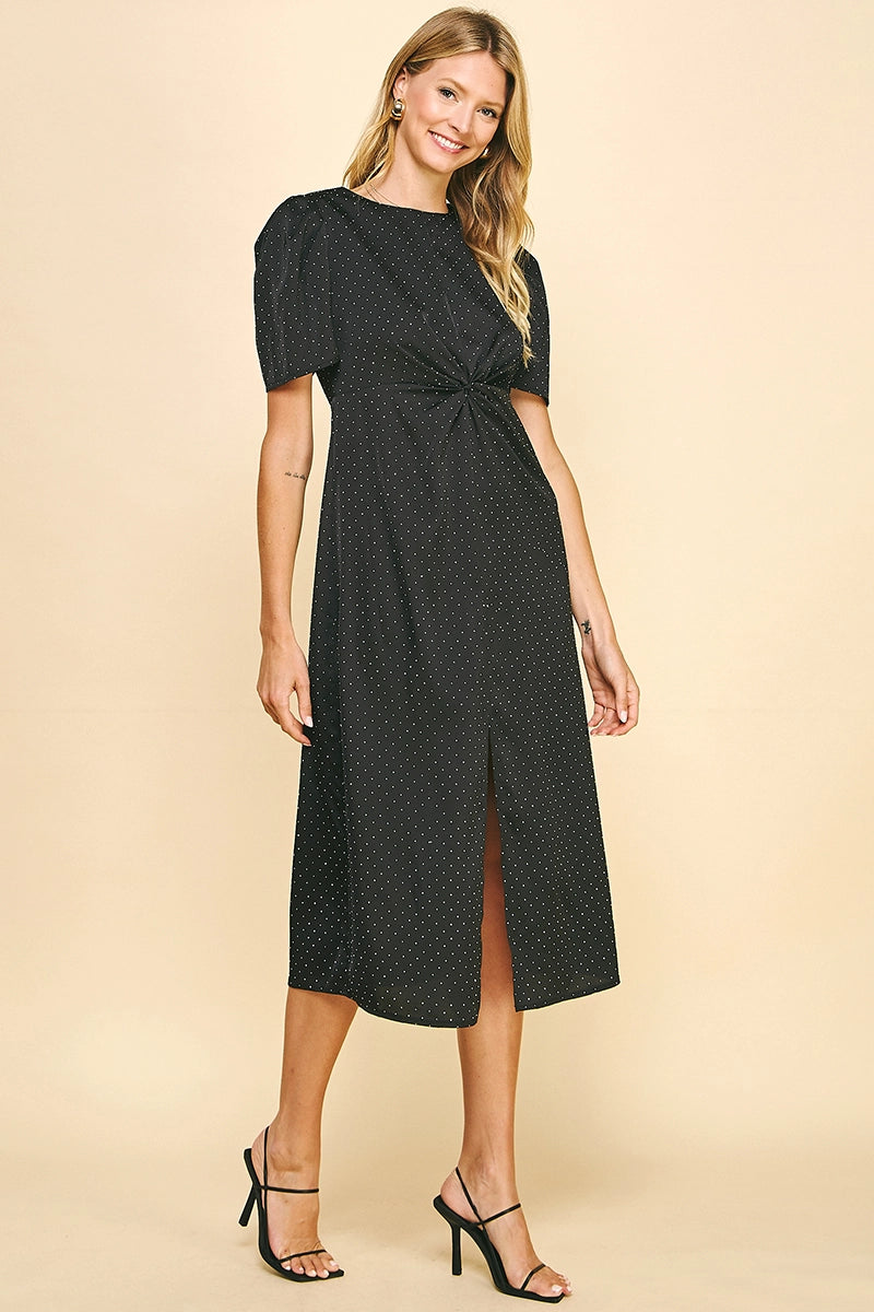 Rhinestone Knotted Midi Dress