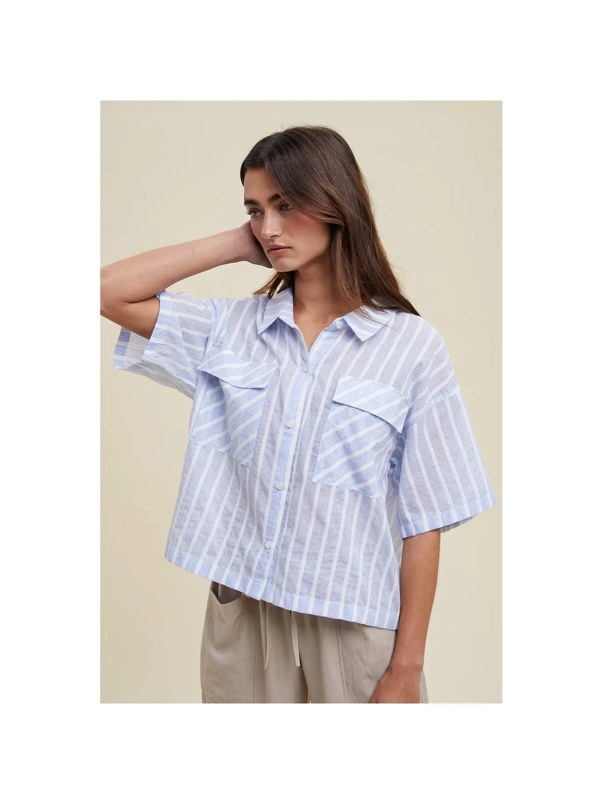 Diedra Striped Blue Top