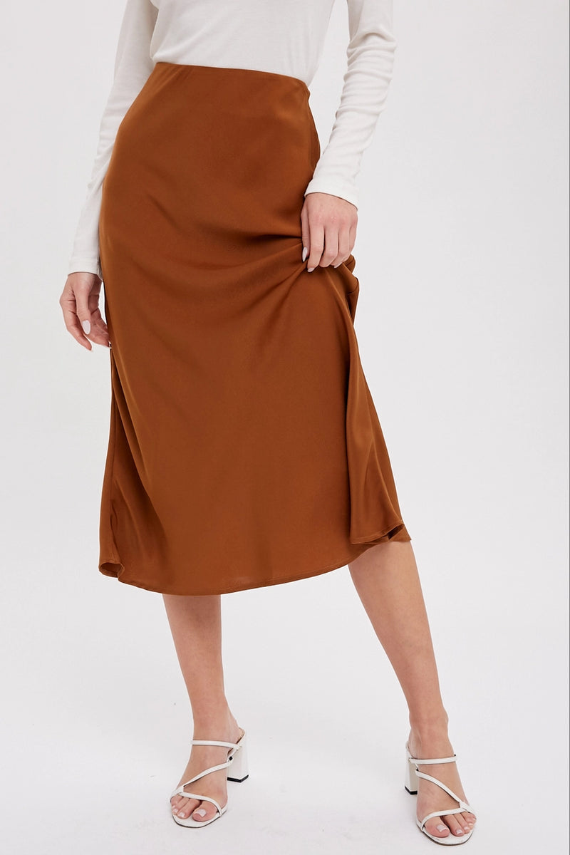 Sara Satin Midi Skirt - KC Outfitter