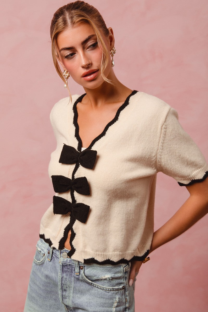 Bow Embellished Sweater