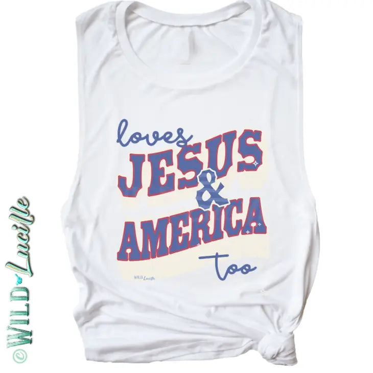 Loves Jesus and America Tank - KC Outfitter