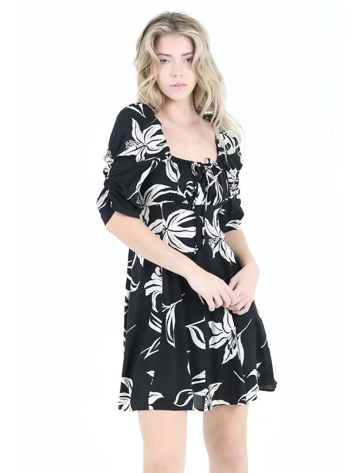 Daphne Black Print Dress