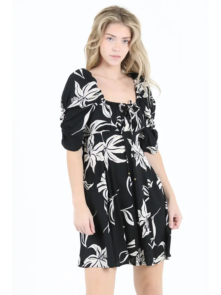 Daphne Black Print Dress - KC Outfitter