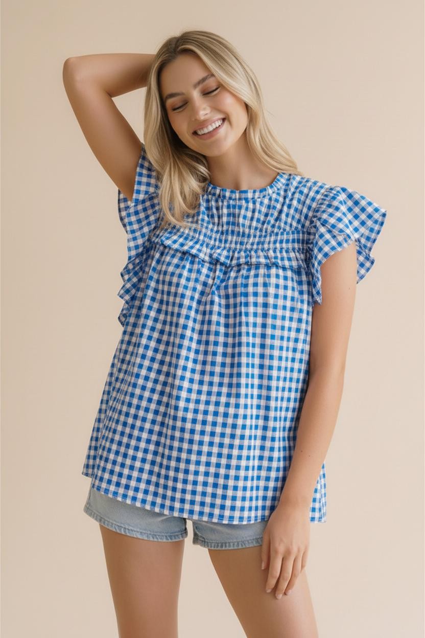 Shelly Gingham Top - KC Outfitter
