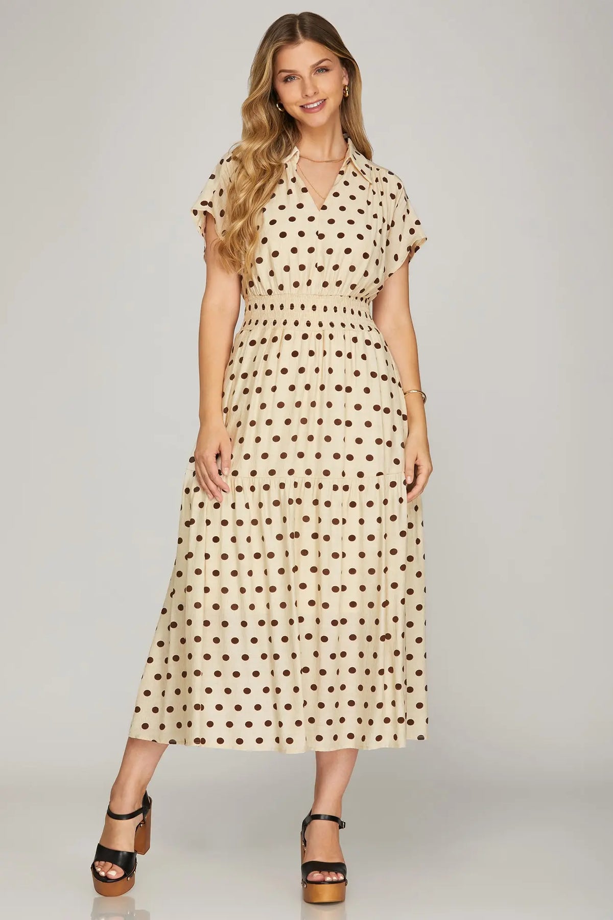 Cream Polka Dot Dress - KC Outfitter