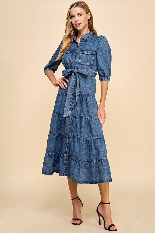 Miranda Tiered Denim Dress