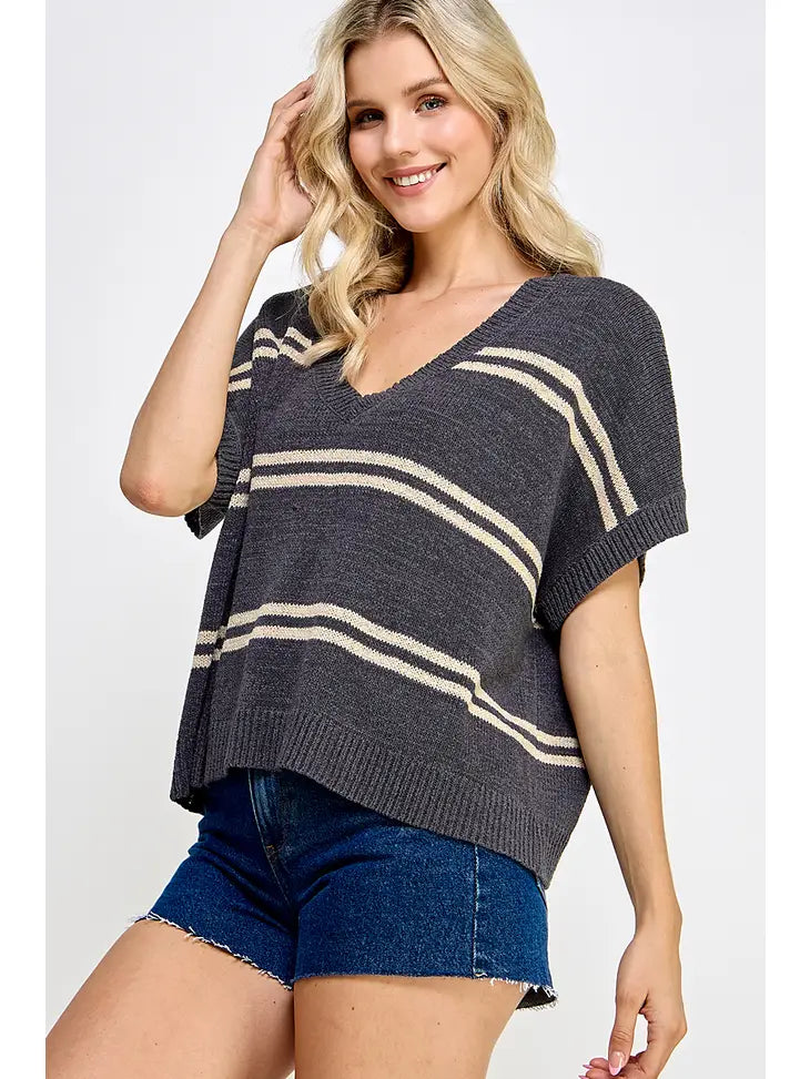 Claire Textured V-Neck Top - KC Outfitter