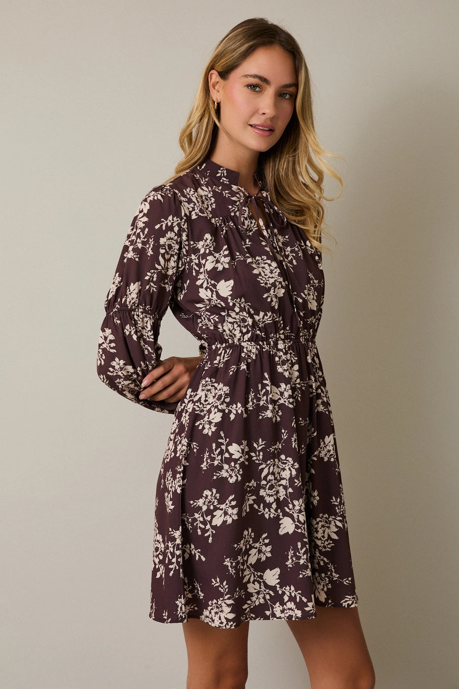 Sara Long Sleeve Floral Dress