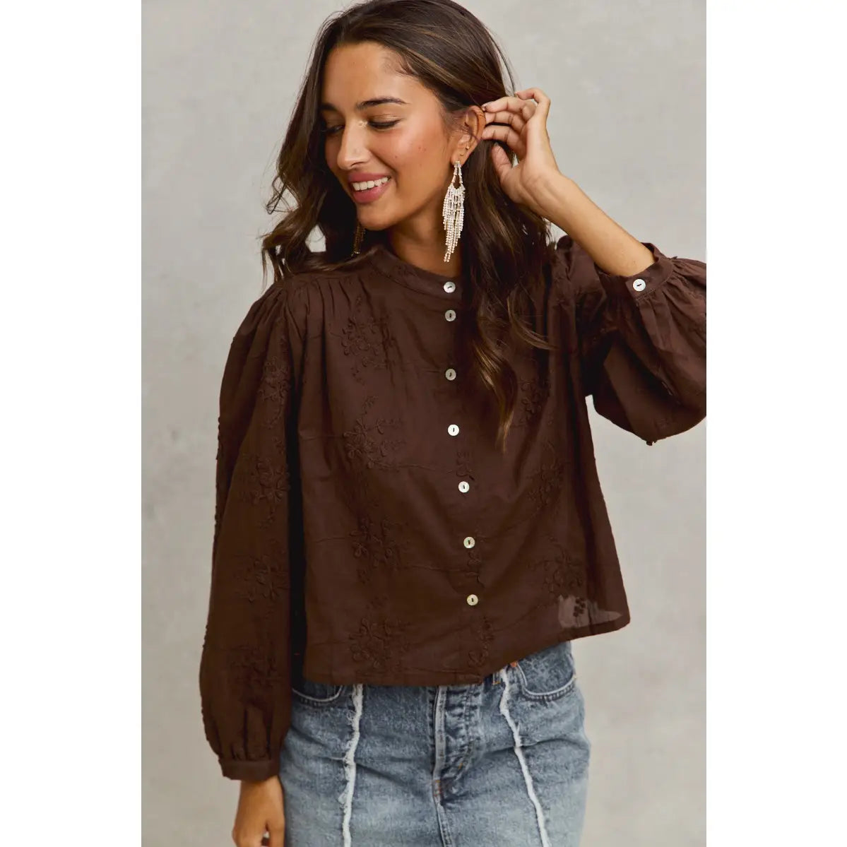 Jolie Chocolate Long Sleeve Top - KC Outfitter